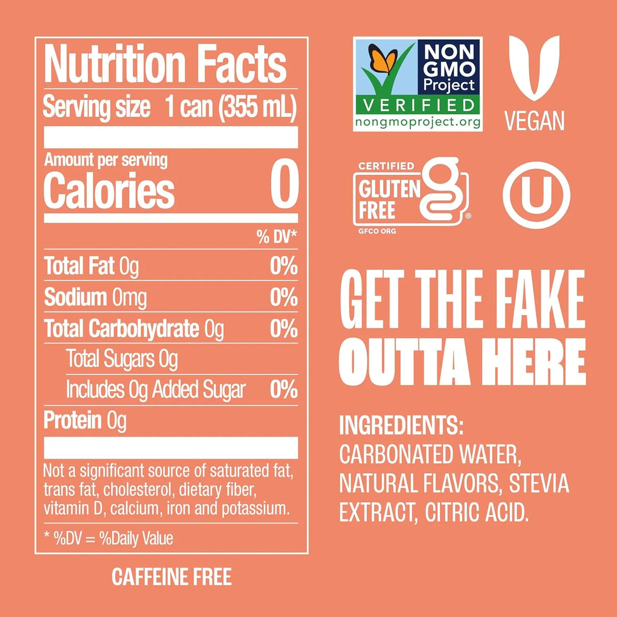 Zevia Zero Sugar Soda, Peaches and Cream, 12 oz Cans (8-Pack) – Caffeine Free, Naturally Sweetened, No Calorie Soda - Non-GMO Project Verified, Gluten-Free, Vegan