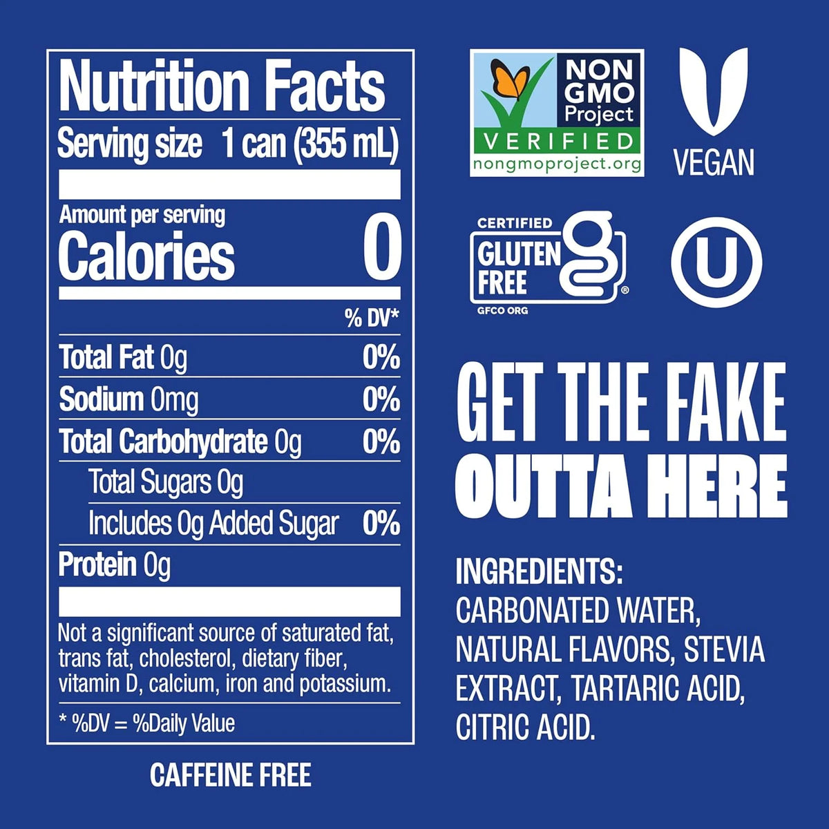 Zevia Zero Sugar Soda, Caffeine Free Cola, 12 oz Cans (24-Pack) – Naturally Sweetened, Zero Calorie Sugar Free Soda - Non-GMO Project Verified, Gluten-Free, Vegan