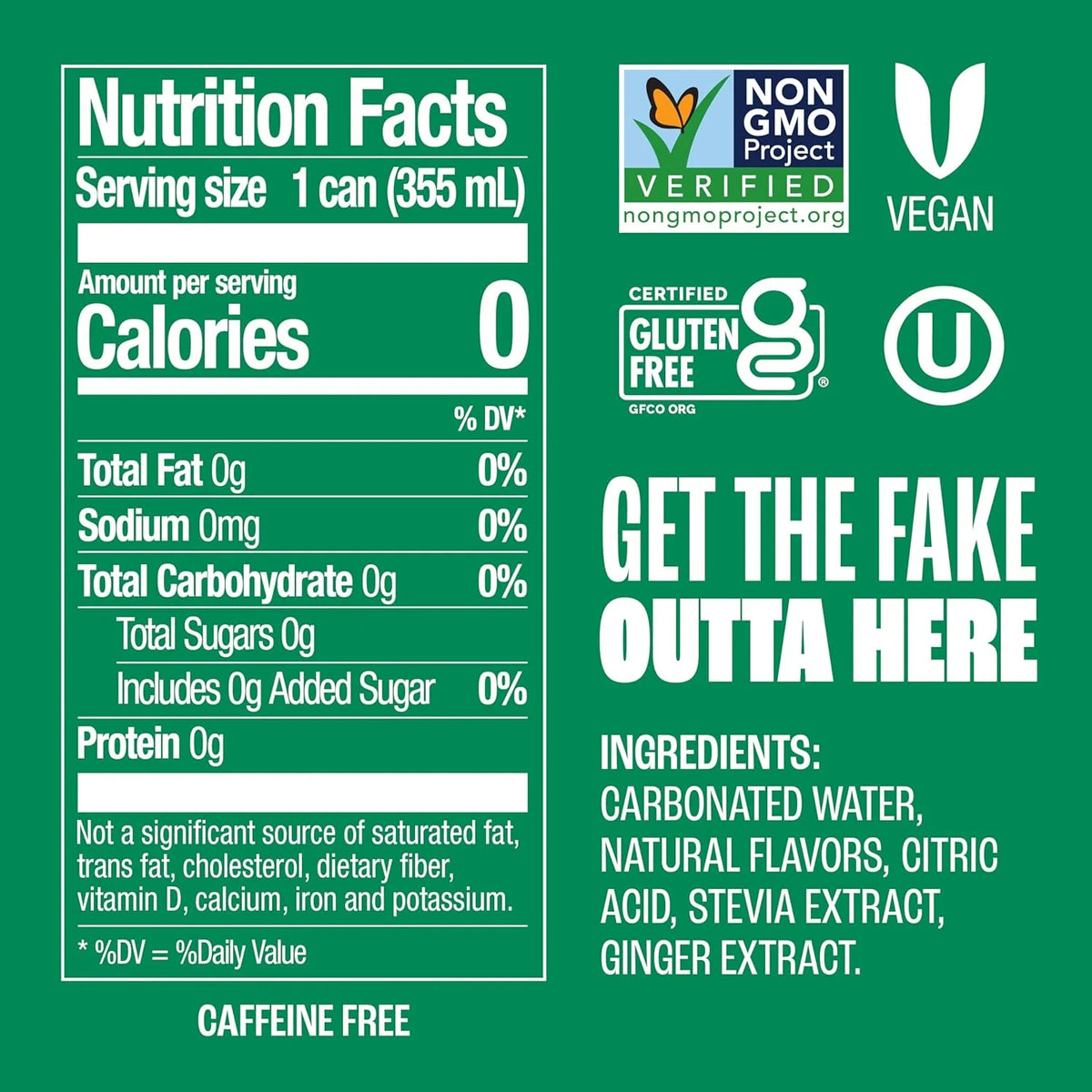 Zevia Zero Sugar Soda, Ginger Ale, 12 oz Cans (8-Pack) – Naturally Sweetened, Non-GMO Project Verified, Gluten-Free, Vegan