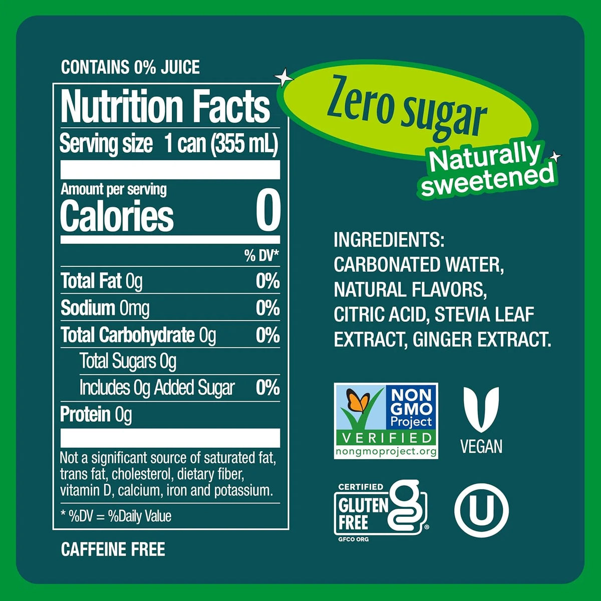 Zevia Zero Sugar Soda,Ginger Ale,16 oz Cans – Naturally Sweetened,Non-GMO Project Verified,Gluten-Free,Vegan,(Pack of 24)