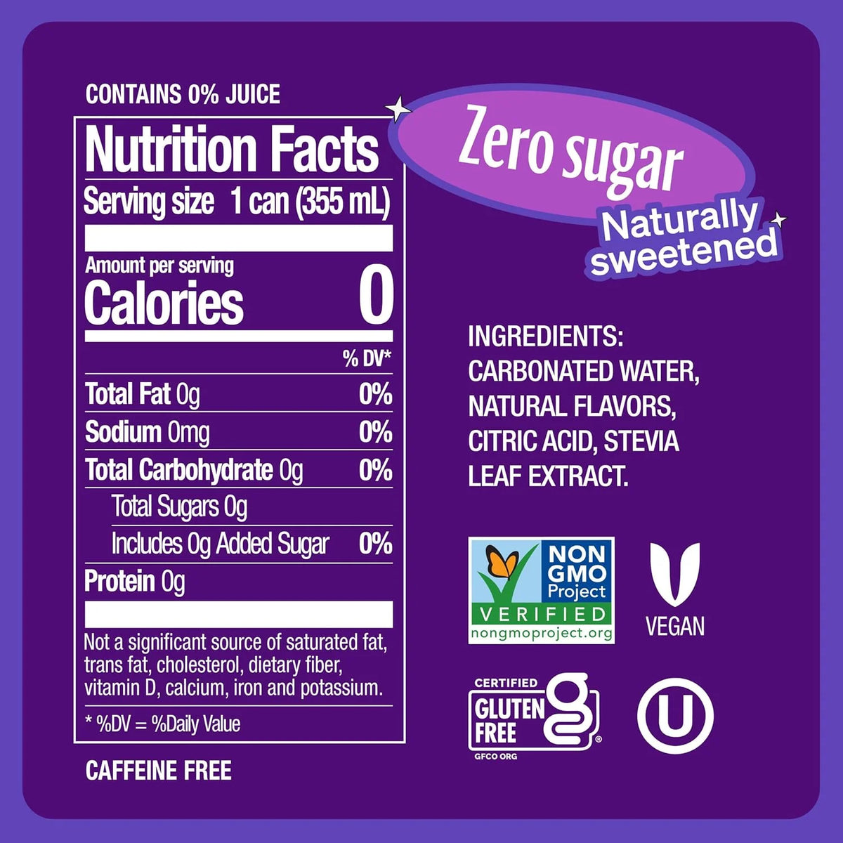 Zevia Zero Sugar Soda,Grape,16 oz Cans – Naturally Sweetened,Non-GMO Project Verified,Gluten-Free,Vegan,(Pack of 24)